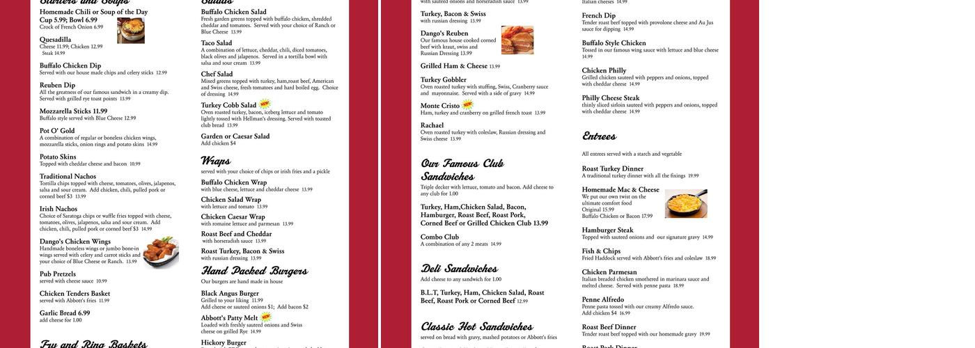 Abbott's Corner Grill Menu