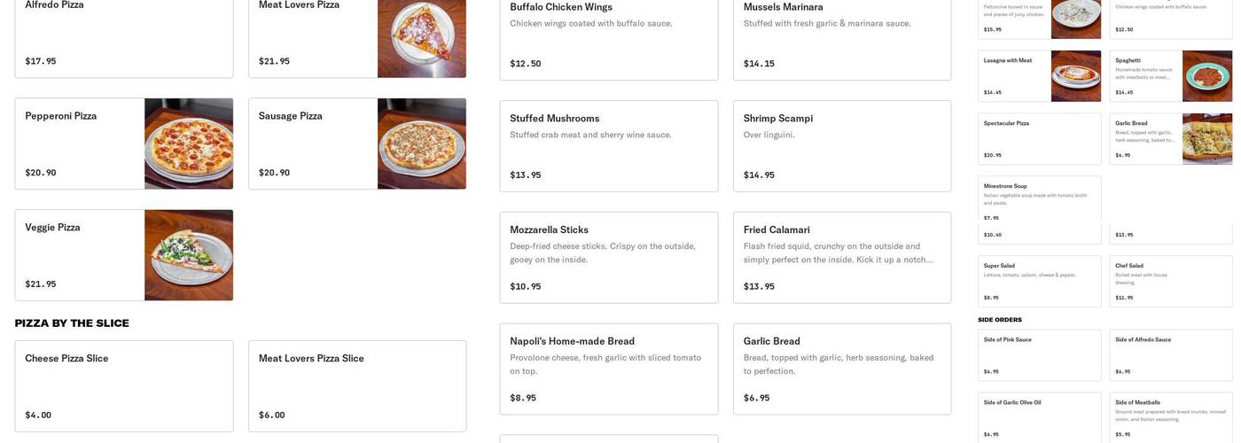 Rudis Napolis Menu