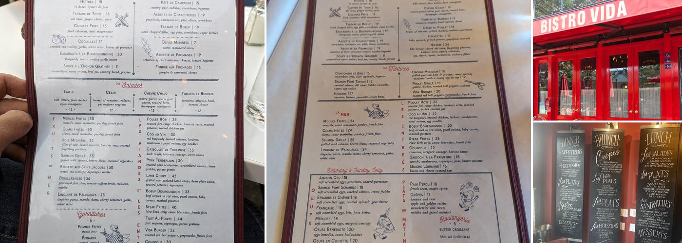 Bistro Vida Menu