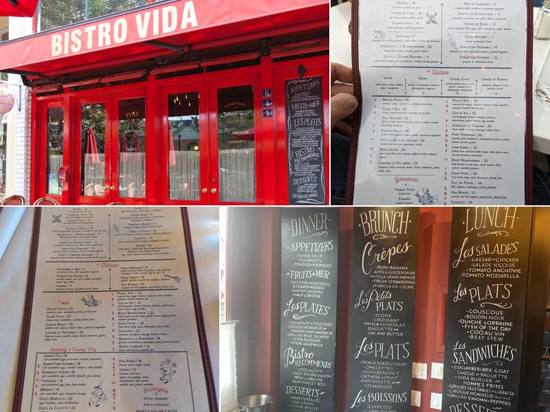 Bistro Vida Menu