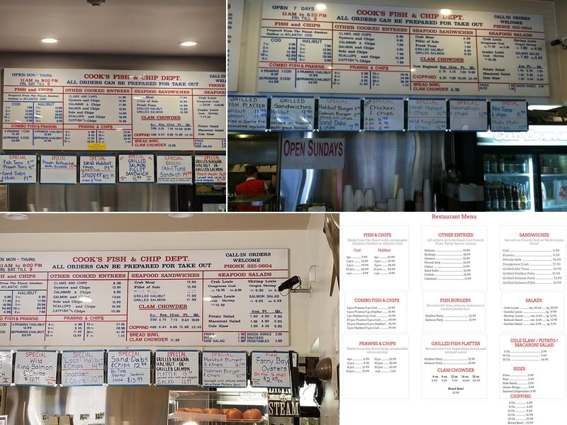 Cook's Seafood Menu