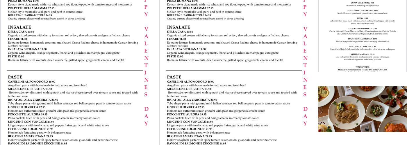 La Stanza Cucina Italiana Menu