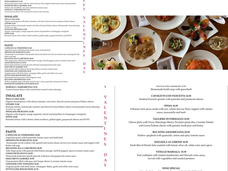 La Stanza Cucina Italiana Menu