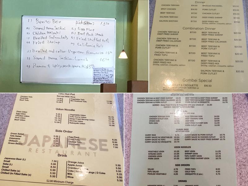 Gombei Japanese Restaurant Menlo park Menu