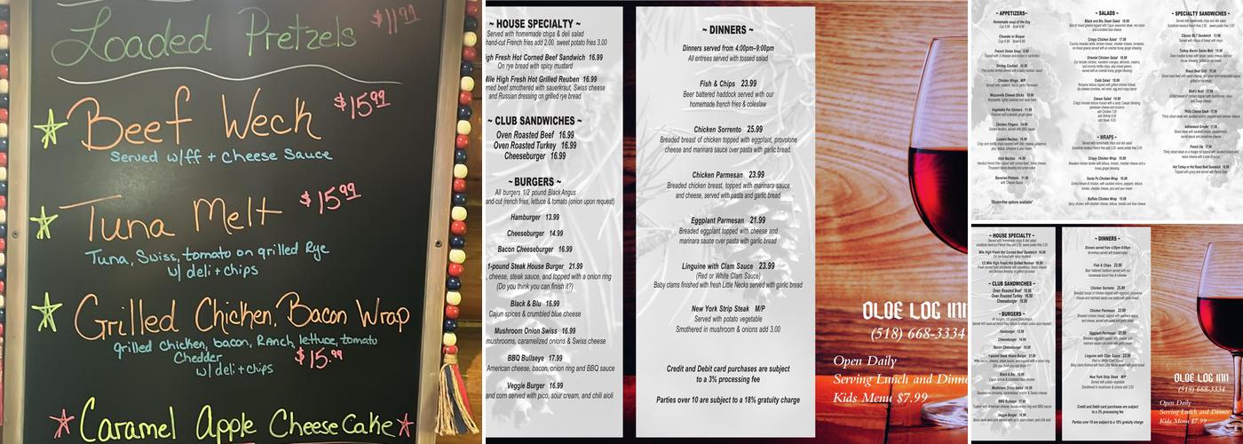 The Olde Log Inn Menu