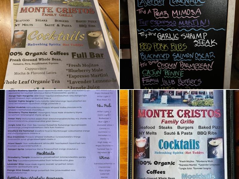 Monte Cristos Menu