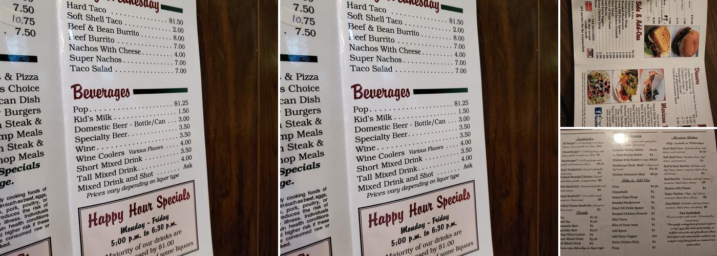 JB's Bar-N-Grill Menu