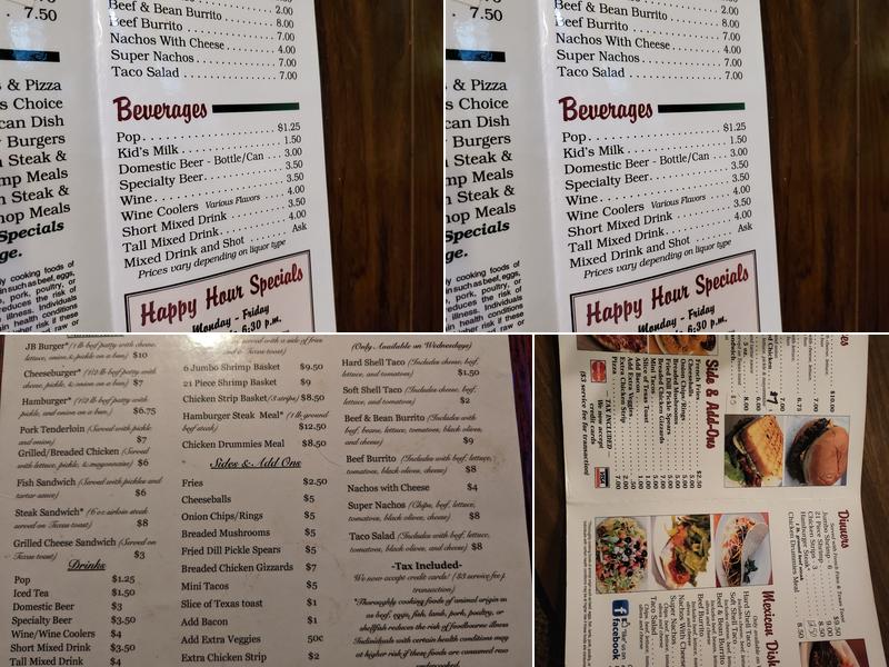 JB's Bar-N-Grill Menu