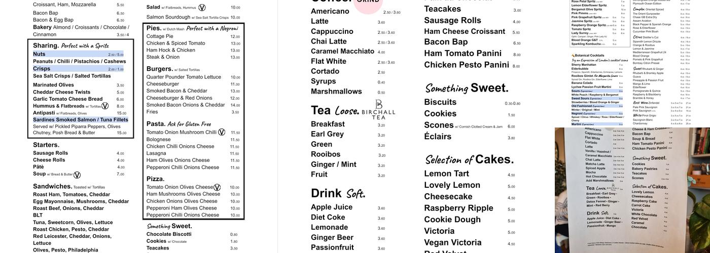 Brown's Surrey Gin & Tea Bar Menu