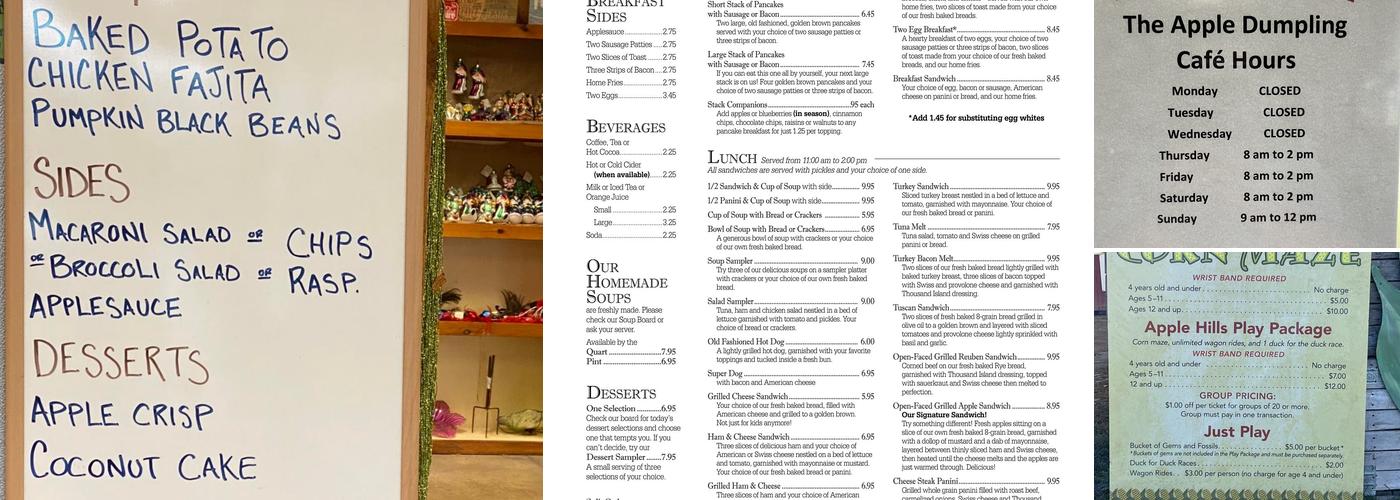 Apple Hills Cafe Menu