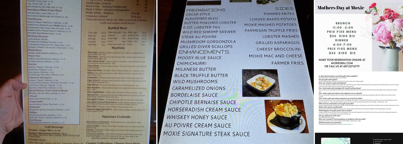 Moxie Wood Fire Grill Menu