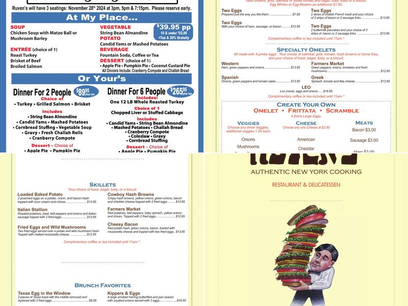 Ruven's Restaurant Menu