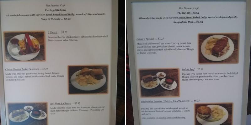 Ten Pennies Bar and Slots Menu