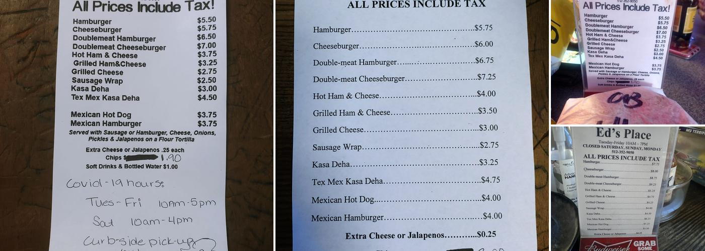 Ed's Place Menu