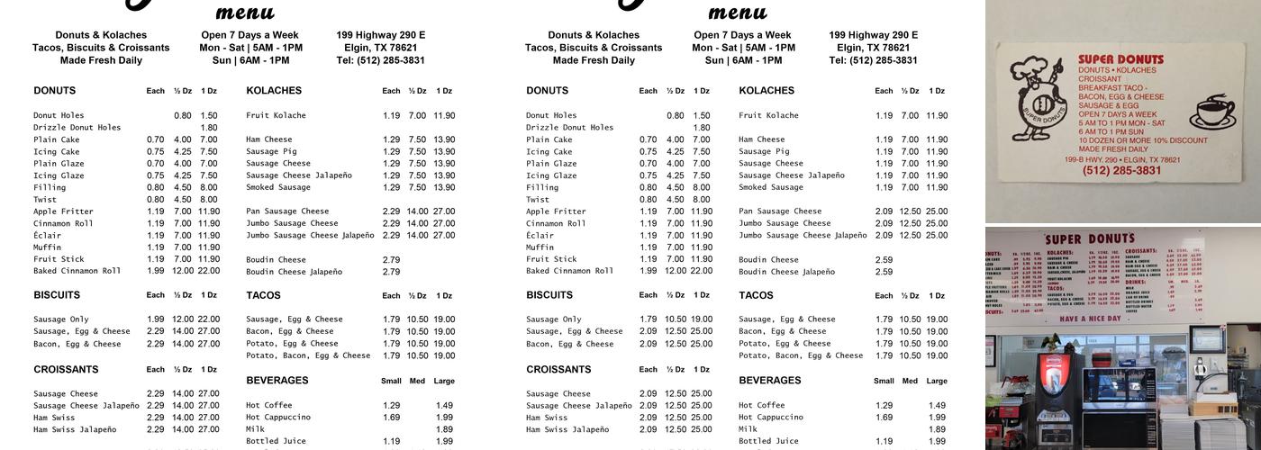 Elgin Donuts Menu