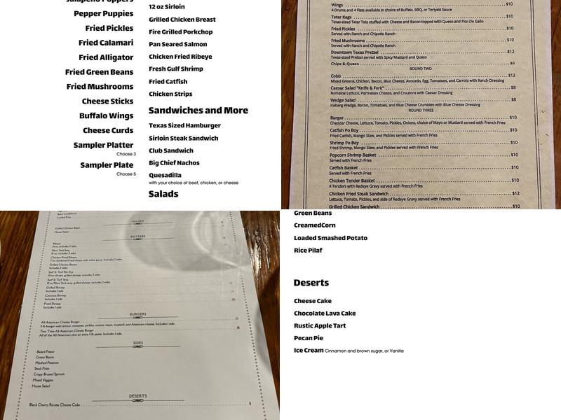 Apache Pass Steakhouse & Icehouse Menu