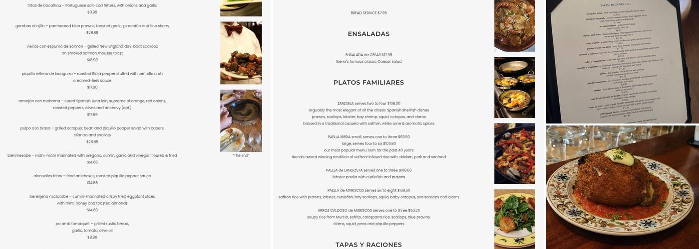Iberia Menu