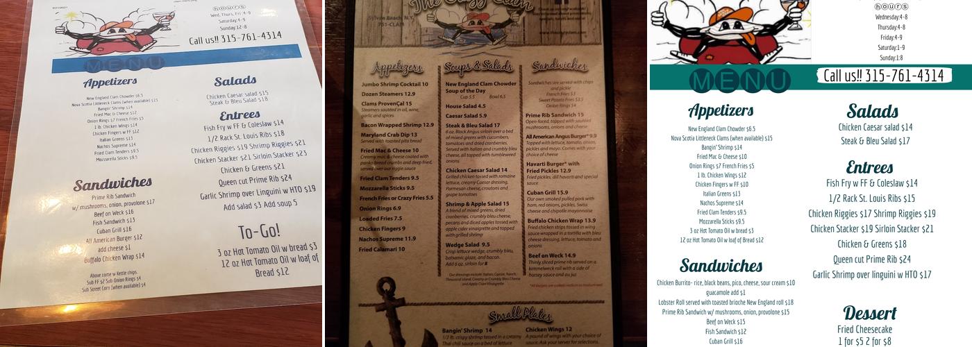 Crazy Clam Menu
