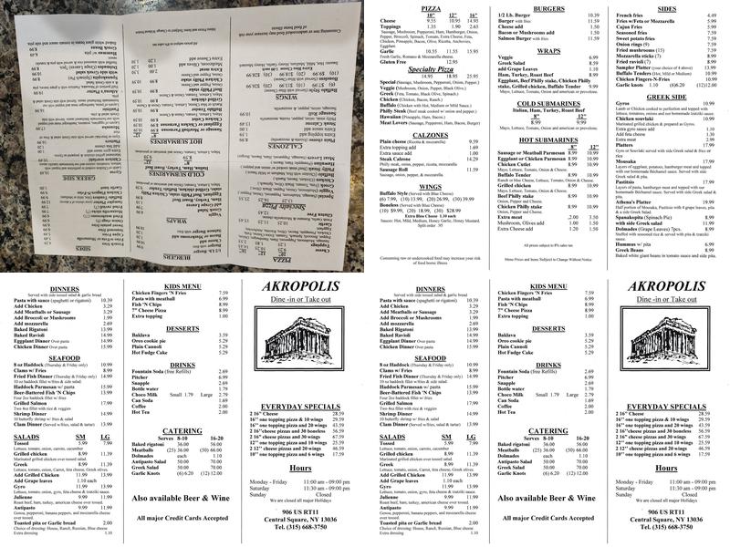 Akropolis Menu