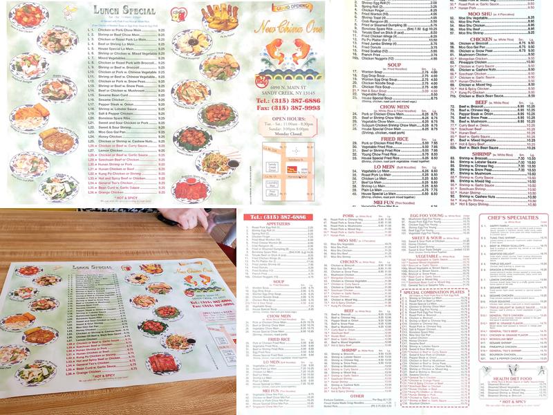 New China One Menu