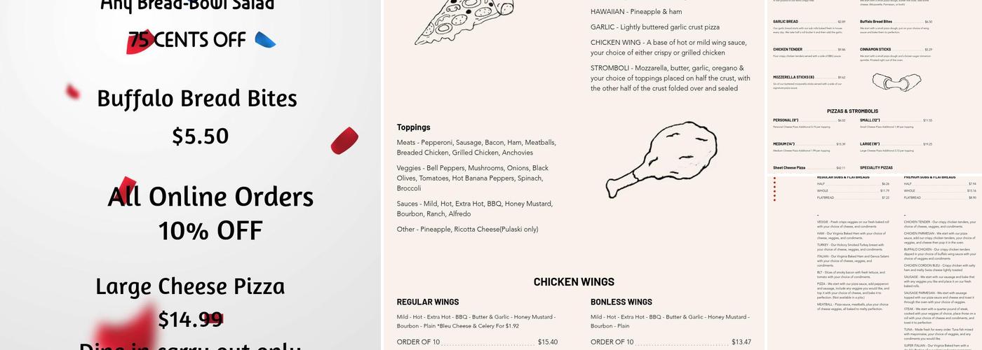 Paulanjo's Pizza Menu