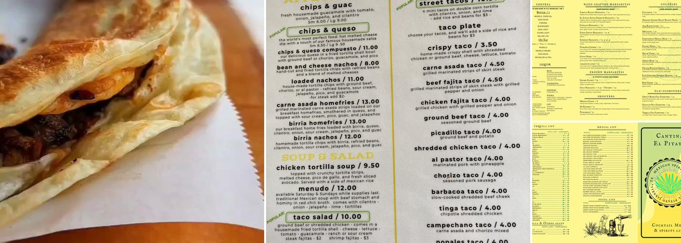 El Pitayo Mexican Kitchen Menu
