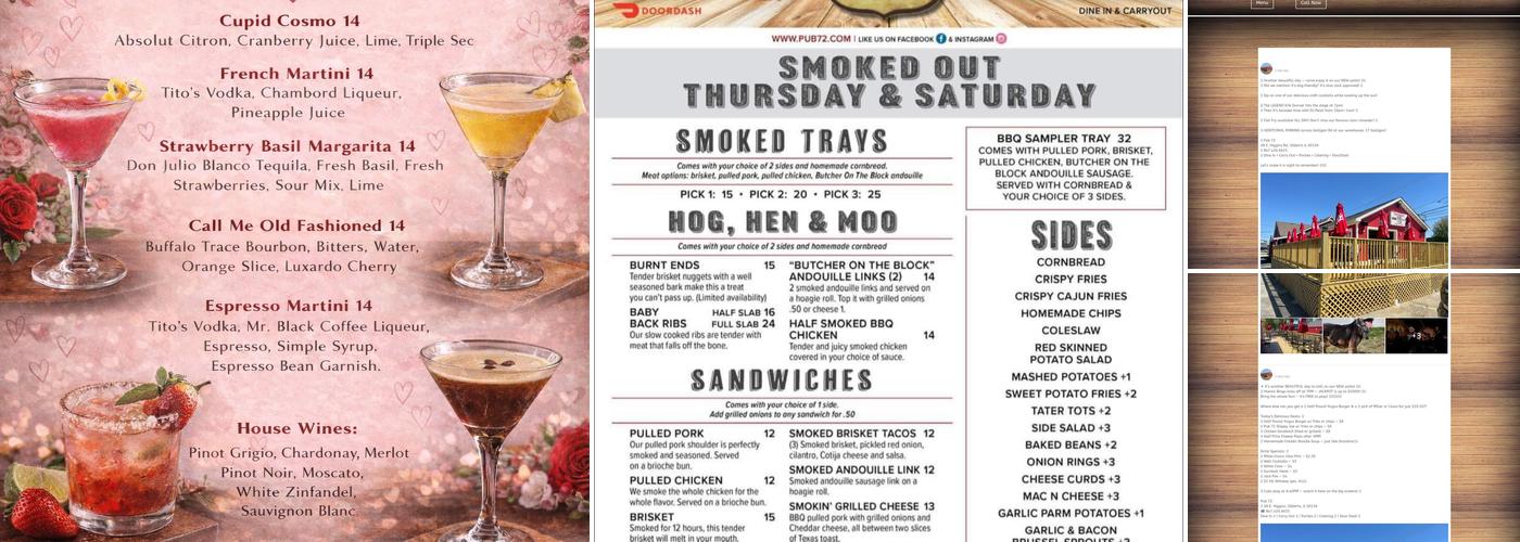 Pub 72 Menu