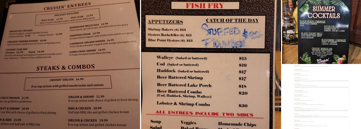 Cruisin Gilbert’s Menu