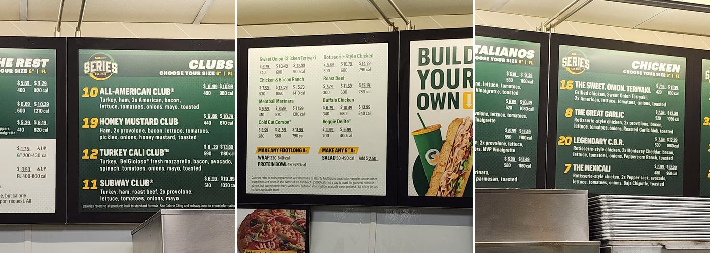Subway Menu