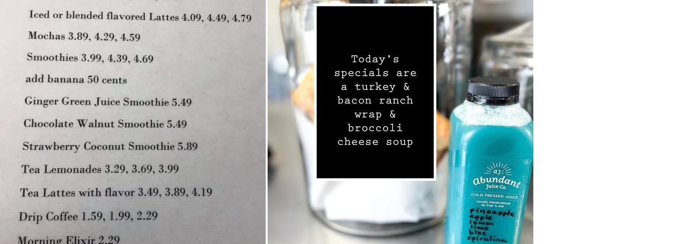 Cup a Joe Menu