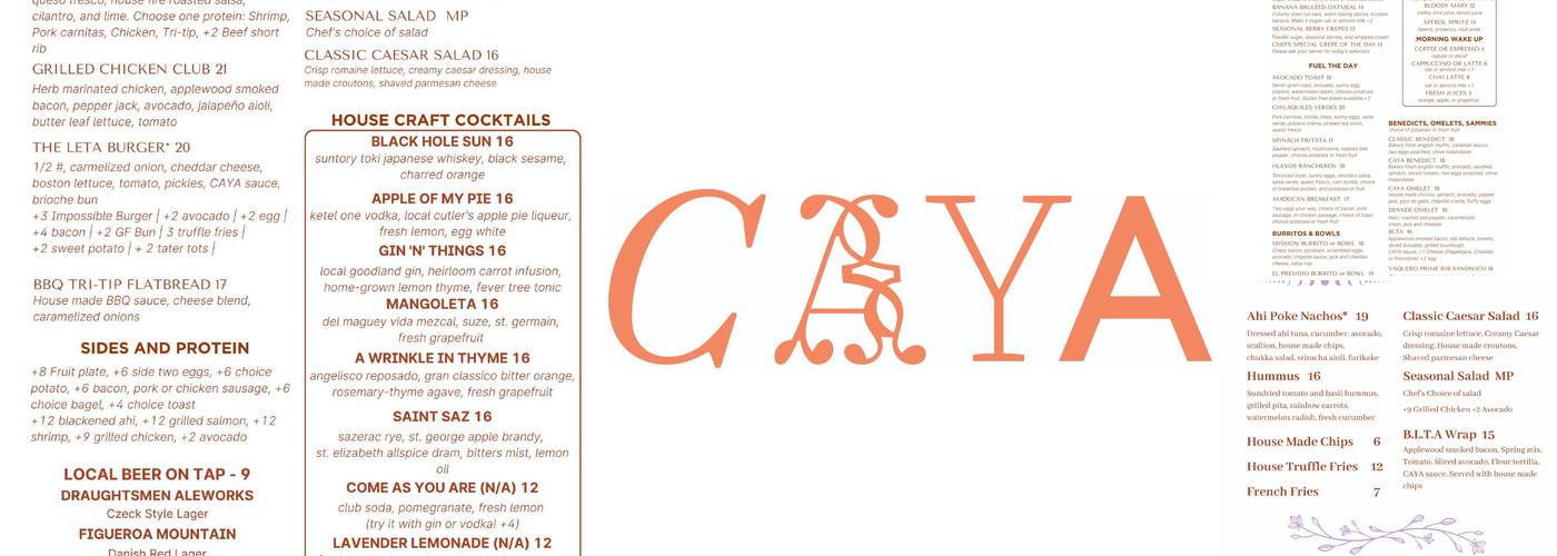 CAYA Restaurant Menu