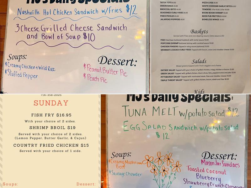 MJ's Tavern Menu
