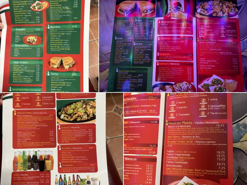 Taqueria El Sazon Menu