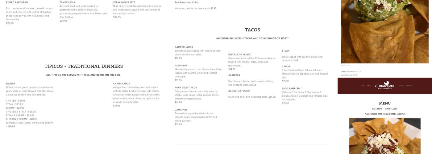 El Molcajete on 3rd Menu