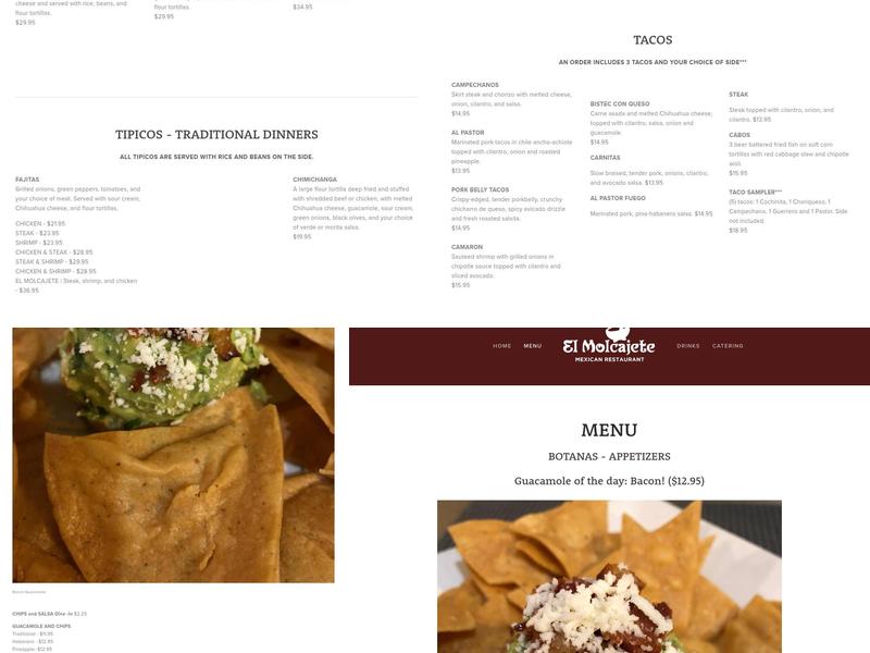 El Molcajete on 3rd Menu