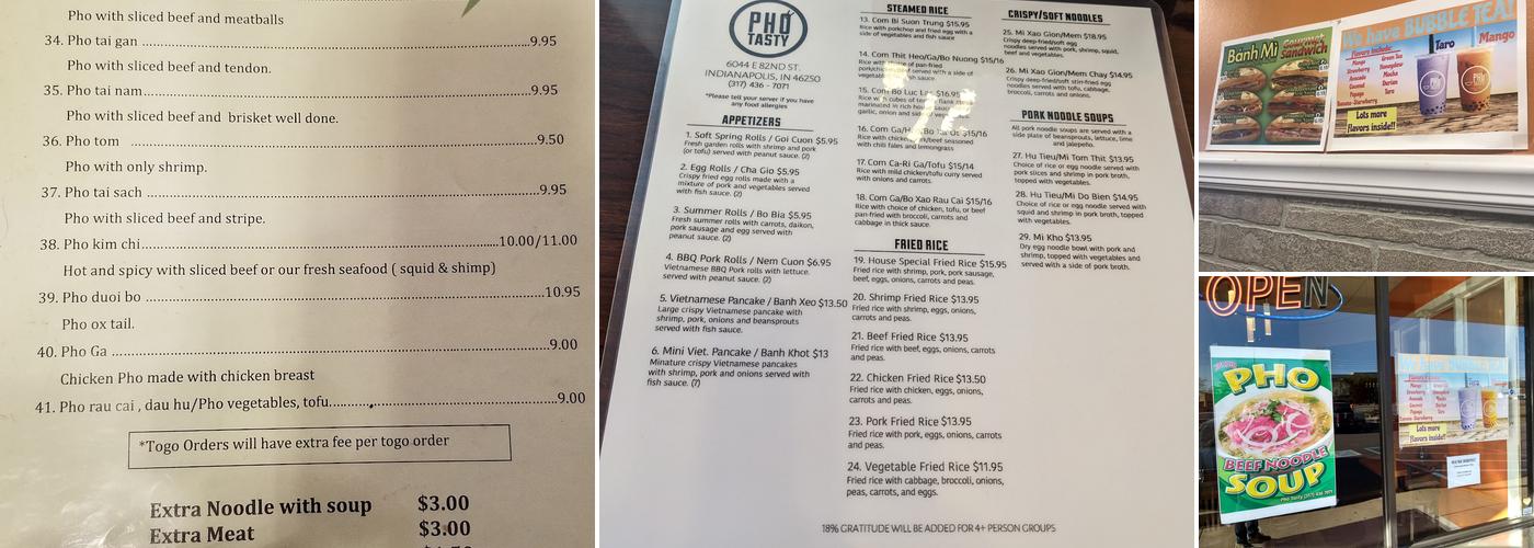 Pho Tasty Menu