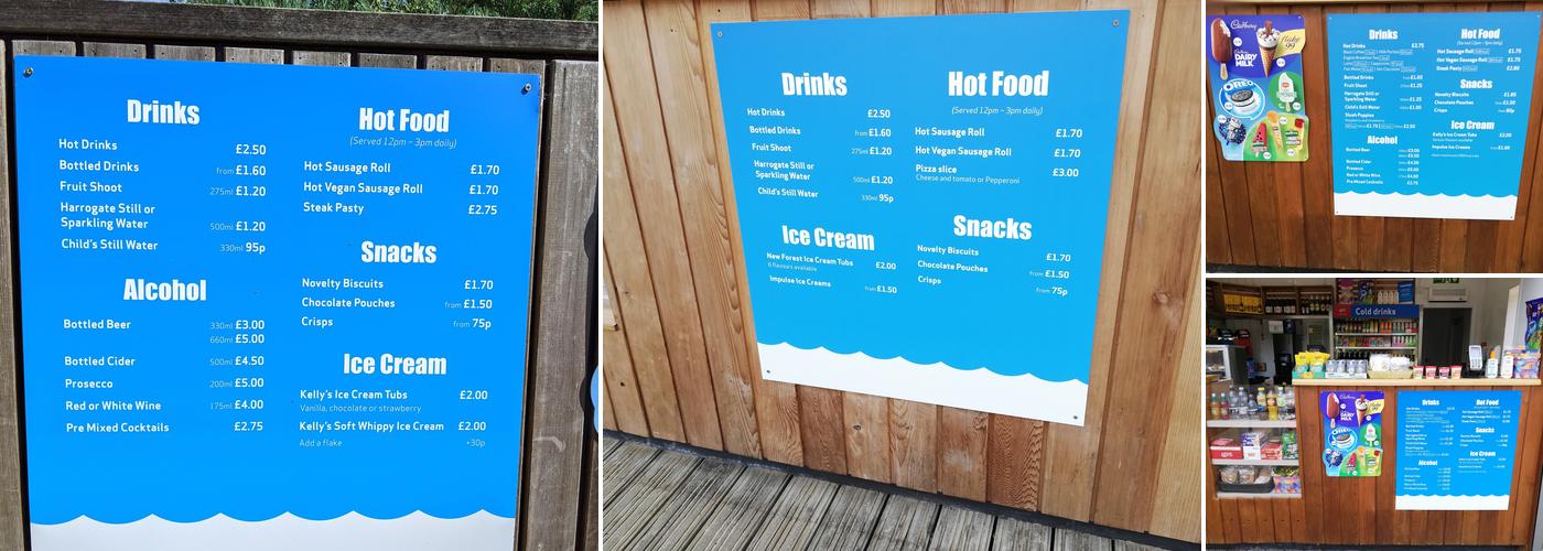 Waterfront Kiosk Menu