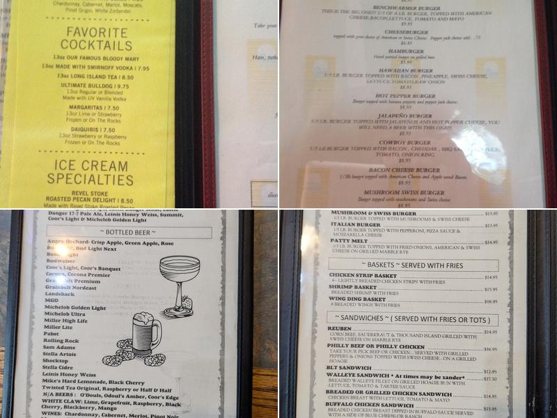 Benchwarmer Grille Menu