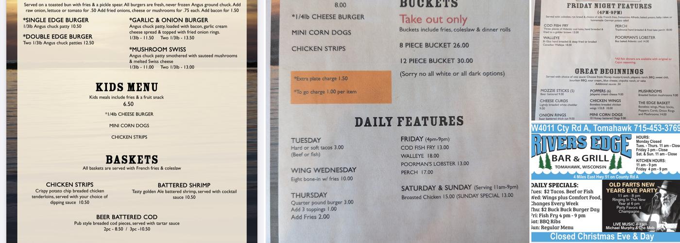 River's Edge Menu