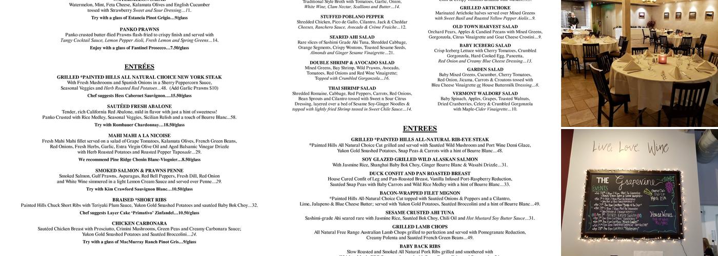 Wine Cellar Restaurant Menu