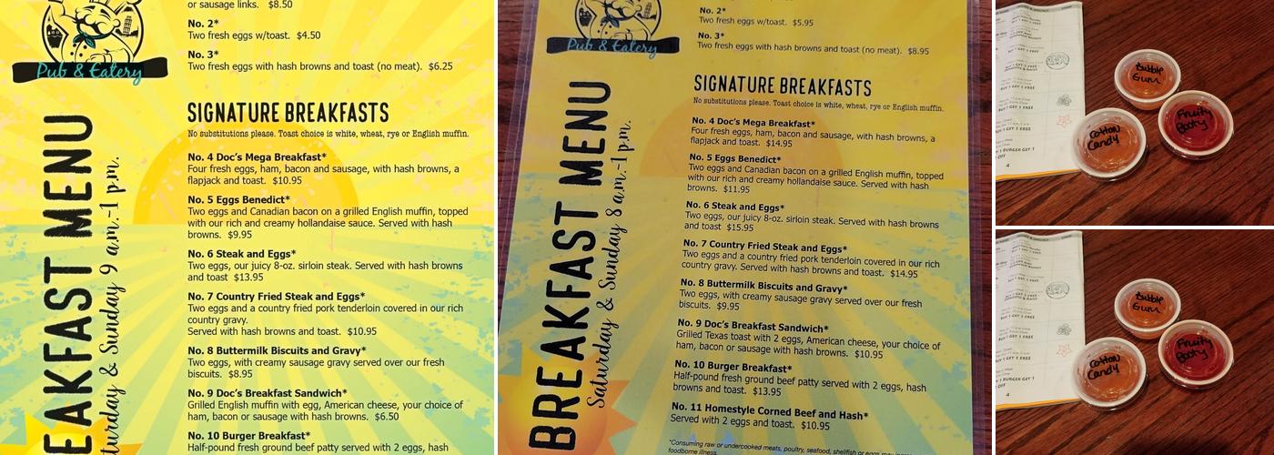 Doc's Pub and Eatery Menu