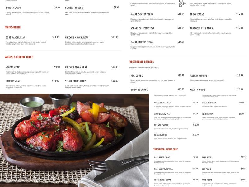 Naan & Curry Menu