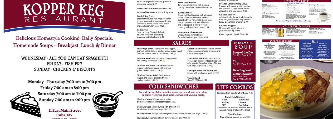 The Kopper Keg Menu