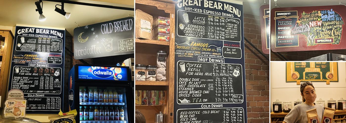 Great Bear Coffee Roasting Menu