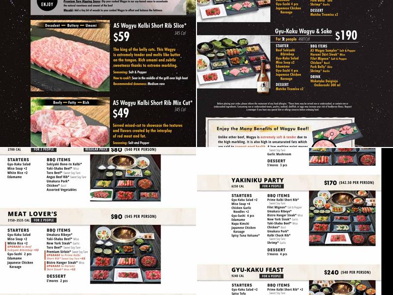 Gyu-Kaku Japanese BBQ Menu