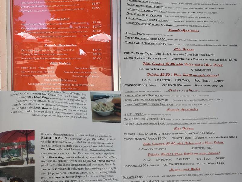Summit Drive In Menu