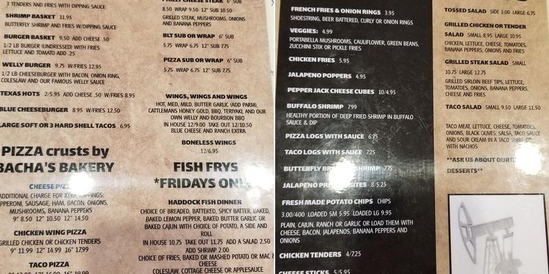 Rixford Well Bar & Grill Menu