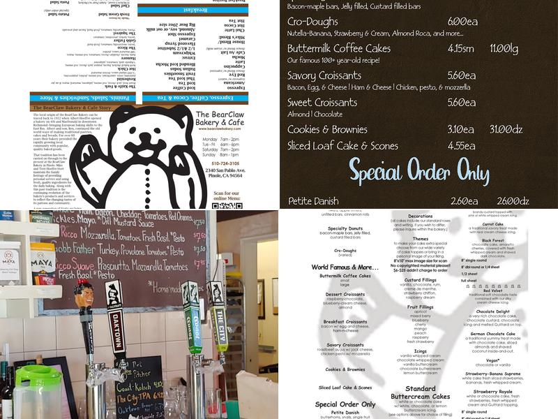 Bear Claw Bakery & Cafe Menu