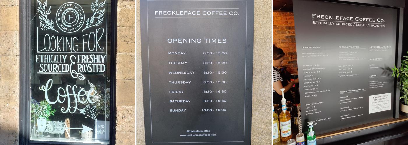 Freckleface Coffee Co Menu
