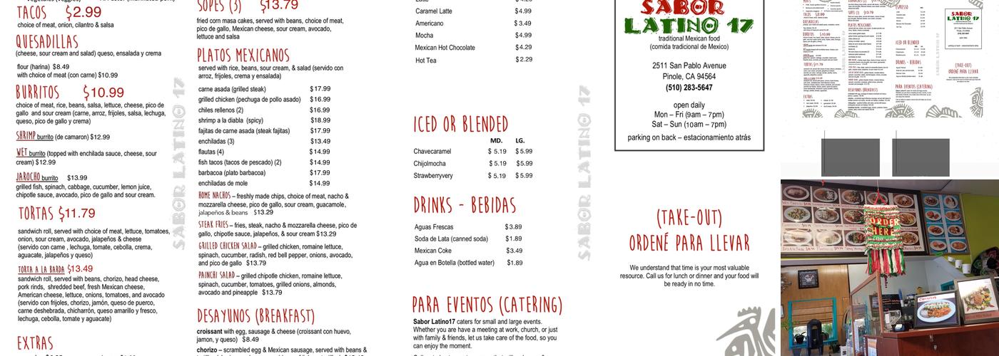 Sabor Latino 17 Menu